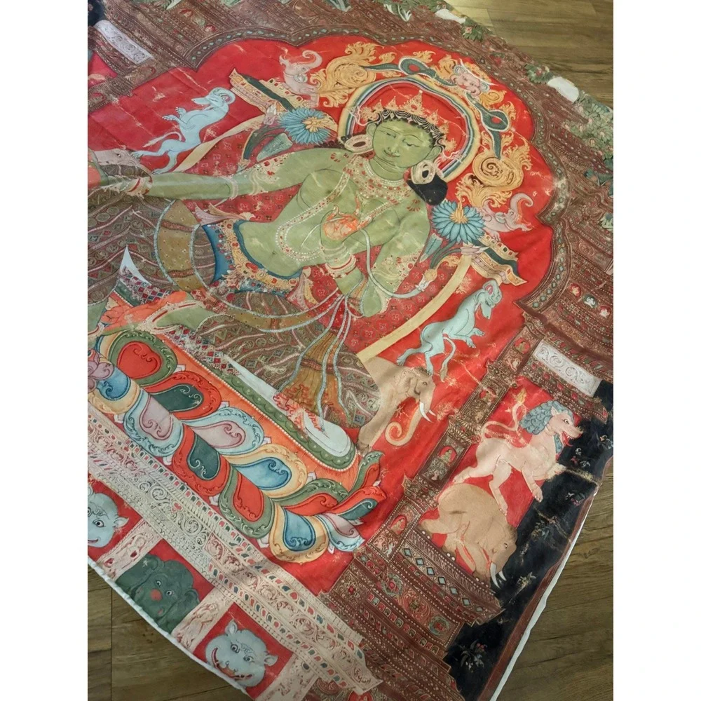 Society6 Green Tara Buddhist Art Full Duvet Cover Red Microfiber Spiritual